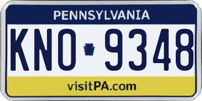 PA license plate KNO9348