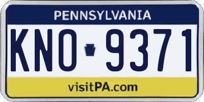 PA license plate KNO9371