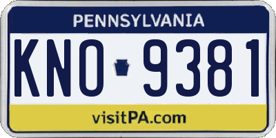 PA license plate KNO9381