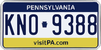 PA license plate KNO9388