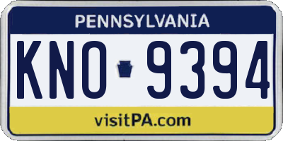 PA license plate KNO9394