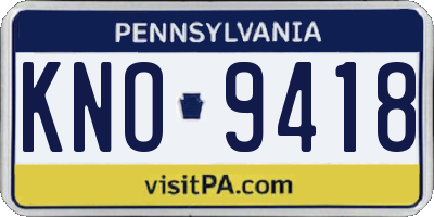 PA license plate KNO9418