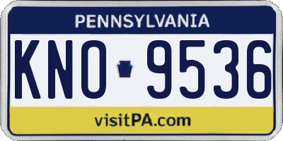 PA license plate KNO9536