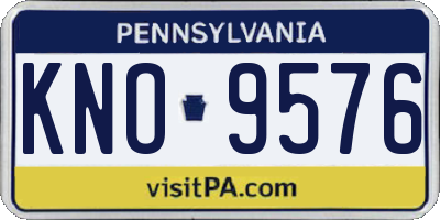 PA license plate KNO9576