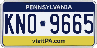 PA license plate KNO9665