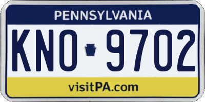 PA license plate KNO9702