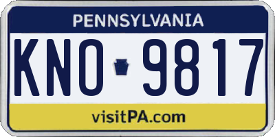 PA license plate KNO9817
