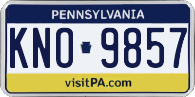 PA license plate KNO9857