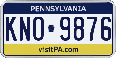 PA license plate KNO9876