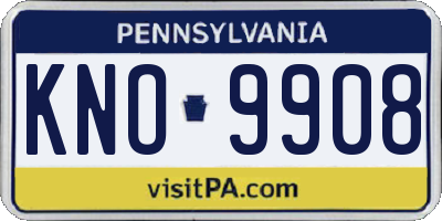 PA license plate KNO9908