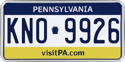 PA license plate KNO9926