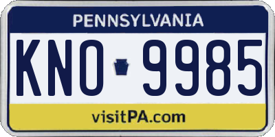 PA license plate KNO9985