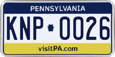 PA license plate KNP0026
