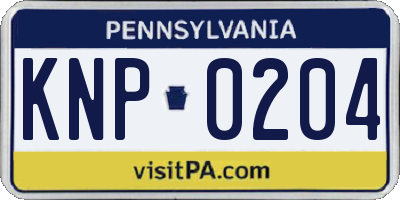 PA license plate KNP0204