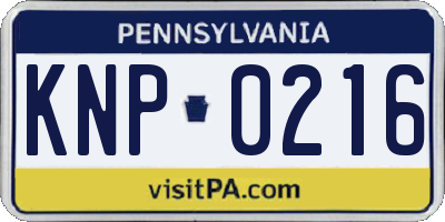 PA license plate KNP0216