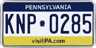 PA license plate KNP0285