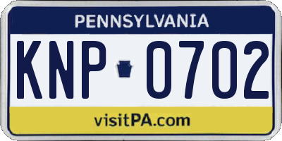 PA license plate KNP0702