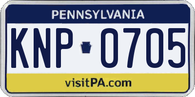 PA license plate KNP0705