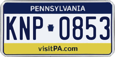 PA license plate KNP0853