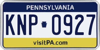 PA license plate KNP0927
