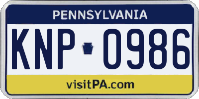 PA license plate KNP0986
