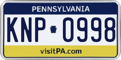 PA license plate KNP0998