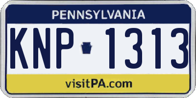 PA license plate KNP1313