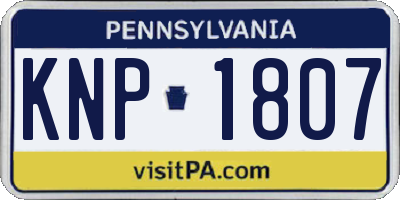 PA license plate KNP1807