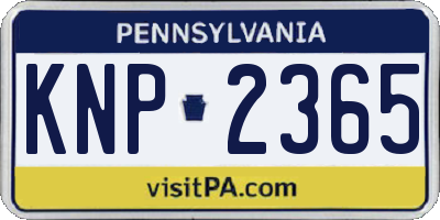 PA license plate KNP2365