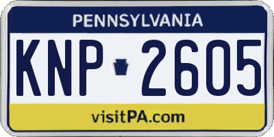 PA license plate KNP2605