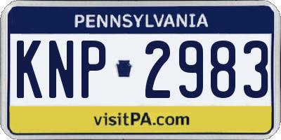 PA license plate KNP2983