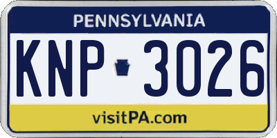 PA license plate KNP3026