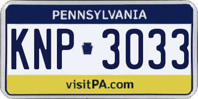 PA license plate KNP3033