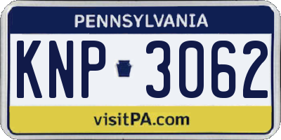 PA license plate KNP3062
