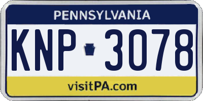 PA license plate KNP3078