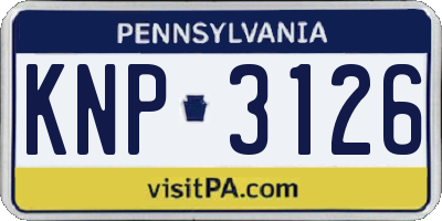 PA license plate KNP3126