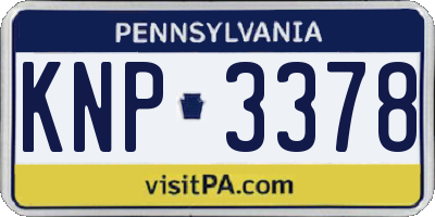 PA license plate KNP3378