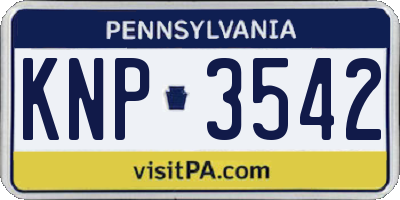 PA license plate KNP3542