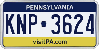 PA license plate KNP3624