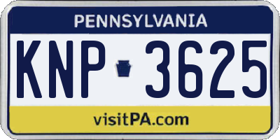 PA license plate KNP3625