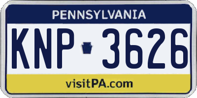 PA license plate KNP3626