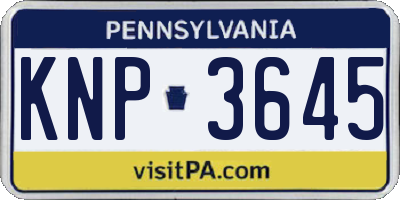 PA license plate KNP3645