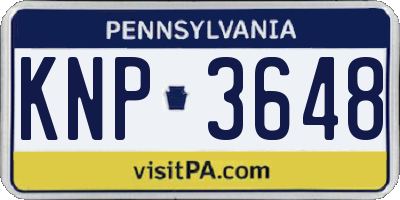 PA license plate KNP3648