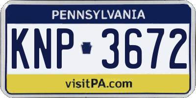 PA license plate KNP3672