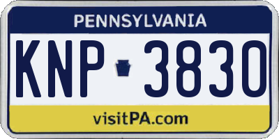 PA license plate KNP3830