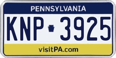 PA license plate KNP3925