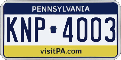 PA license plate KNP4003