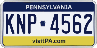 PA license plate KNP4562