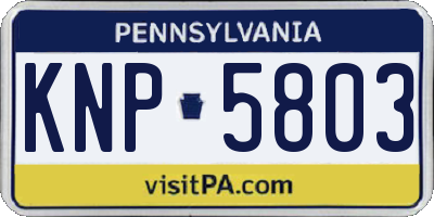 PA license plate KNP5803