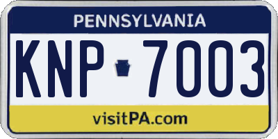 PA license plate KNP7003